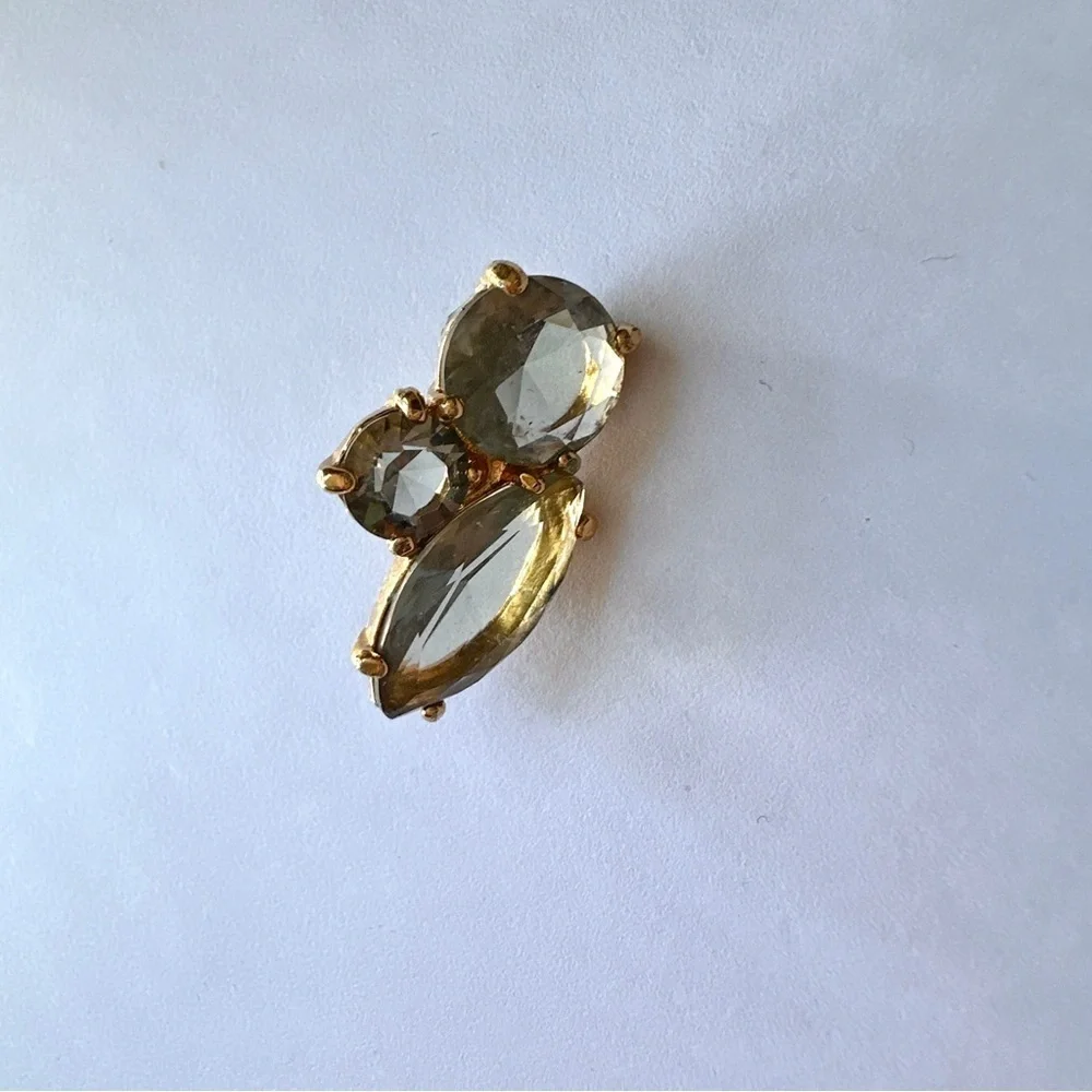 Kate Spade Gold Plate Grey Crystal Rhinestone Cluster Pierced Earrings